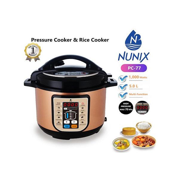 Nunix PC77 5LTRS Multi-functional Electric Pressure Cooker - 1000W Pressure Cooker, 10 in 1 Multi Function
