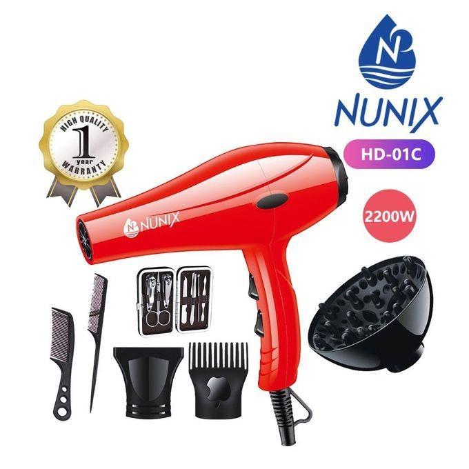 Nunix HD-01C 2200W Blow Dry Hair Dryer - Ultra thin concentrator, 2 speed and 3 heat settings