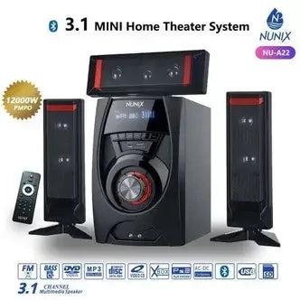 Nunix A22 home theater system - 3.1 Channel Surround sound, Bluetooth,Powerful bass via a specially tuned sound matrix, Powerful stand up speakers
