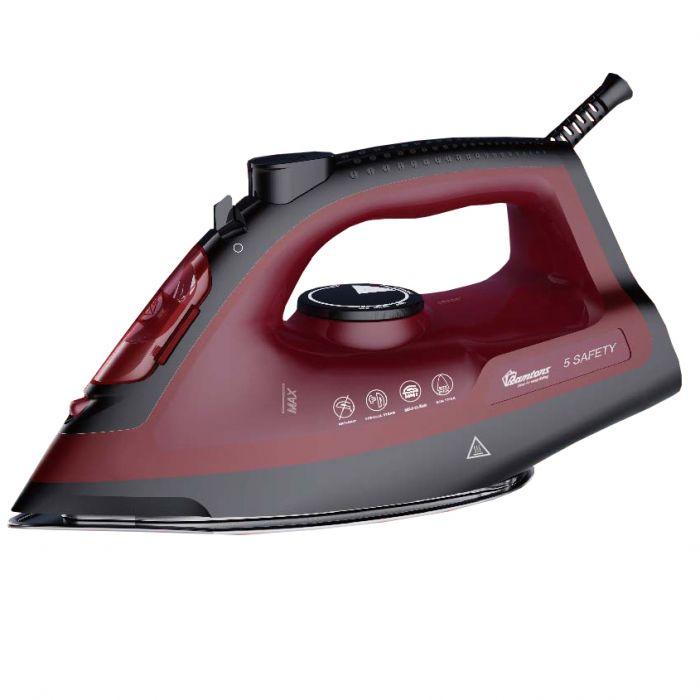 Ramtons RM/584 Red Steam Iron – Non Stick Soleplate, Spray Function, Dry Iron Function