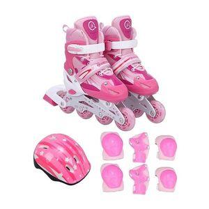 Skating Full Set; skating shoes, helmet, and guard kit for Kids Toddlers -Adjustable skater roller shoes Protective Gear Full Set