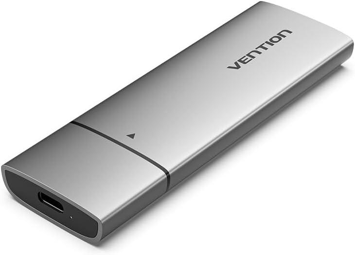 [KPGH0-RM-AL] Vention KPGH0 M.2 NVMe SSD Enclosure (USB 3.1 Gen 2-C) Gray Aluminum Alloy – Professional Grade High-Speed External Storage Enclosure for M.2 NVMe SSDs, Data Backup, and Portable File Management for Home, Office, and Professional Use