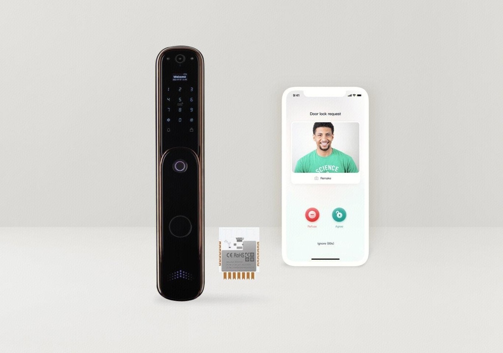 Tuya Wi-Fi Smart Video Door Lock - HD quality transmission, Screen integration, Two-way talk, Easy integration