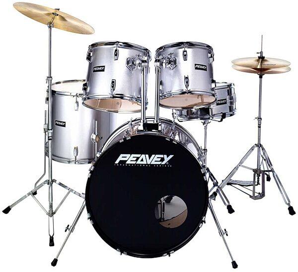 PEAVEY PV500 Black High Quality Drum Set - Drum with 6 lugs, Shell material: 9-Ply Basswood, bright-sounding cymbals, Drum sticks and drum keys