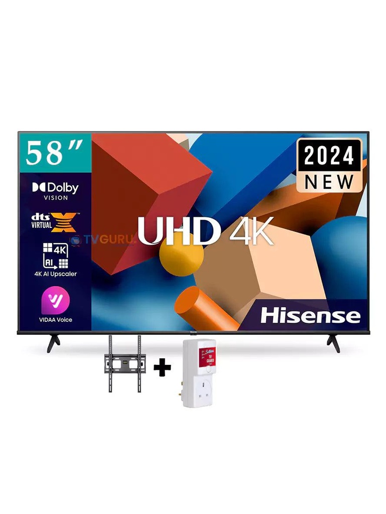 Hisense 58A6K 58″ 4K UHD Smart TV – Ultra HD LED Television with Smart OS, HDR, and Wide Connectivity for Home Entertainment and Streaming