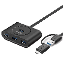 UGREEN CR113 4-Port USB 3.0 Hub 2-in-1 (USB-C & USB-A) 1M Black UG-40850 – 5Gbps High-Speed Data Splitter for Laptop & PC