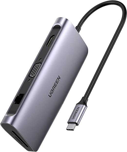 UGREEN USB-C Multifunction Adapter 10 in 1 (Space Gray) - CM179 - USB-C To 3*USB 3.0 A + HDMI + VGA + RJ45 Gigabit + SD/TF + PD Converter