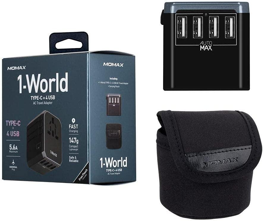MOMAX universal 1-World Travel Adapter (TYPE-C, 4 USB-A) - UA5L