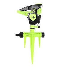 Deli EDL581302 3/4" Plastic Auto Gear Sprinkler – Heavy Duty Rotary Garden Watering Sprinkler with Plastic Spike for Lawn Irrigation Workshop and DIY Use