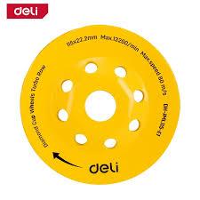 Deli EDH-JML115-E2 115mm 18 Blades 22.22mm Arbor Diamond Cup Wheel – Heavy Duty Professional Grinding Wheel for Concrete, Stone, Masonry, and Construction Applications