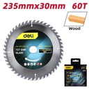 Deli EDH-MJP235-E1 235mm x 30mm 60T 30mm Arbor Reduction Ring 16mm 25.4mm TCT Saw Blade – Heavy Duty Professional Cutting Blade for Woodworking, Construction, and Industrial Applications