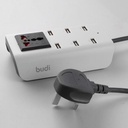 Budi Home Charger - With Socket 1.8M Extension , 6 USB Sockets