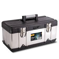 Deli EDL432717 17" 400x180x180mm Stainless Steel Tool Box – Heavy Duty Professional Storage Solution for Workshop, Construction, Automotive, and Industrial Applications