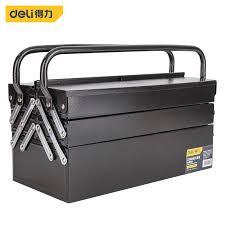 Deli DL6232 18" 420x180x160mm Fold Cold Rolled Steel Tool Box – Heavy Duty Professional Storage Solution for Workshop, Construction, Automotive, and Industrial Applications
