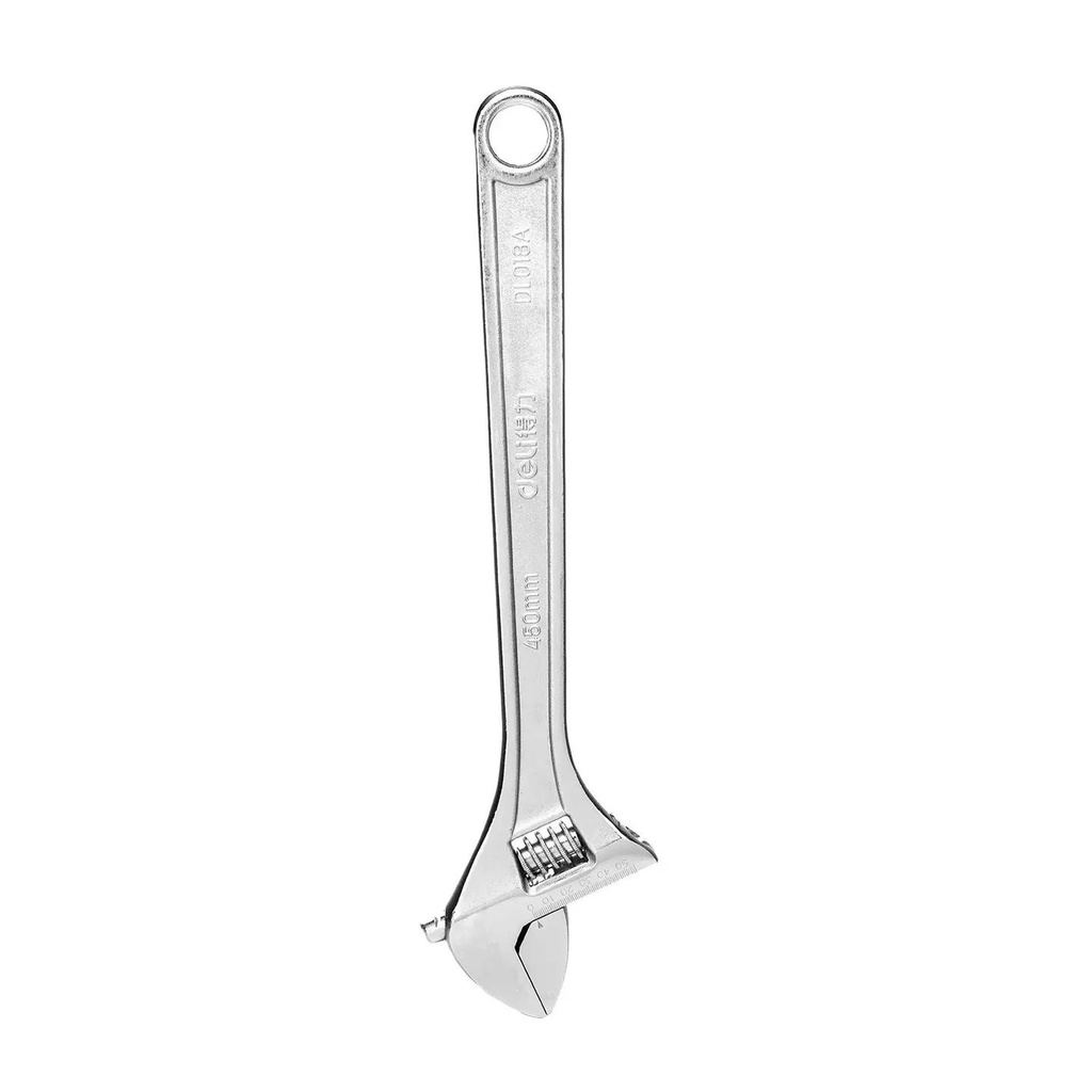 Deli EDL018A 450mm 18" Adjustable Wrench – Heavy Duty Professional Hand Tool for Workshop, Plumbing, Automotive, and Industrial Maintenance Applications