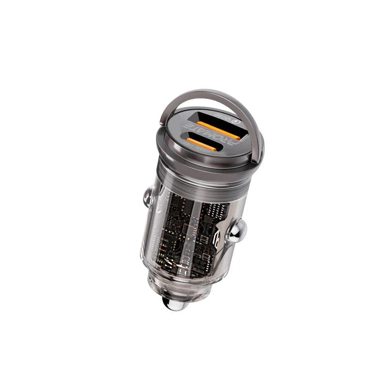 Promate TRANSDRIVE‑65W Mini Car Charger – High‑Speed USB‑C Power Delivery Car Charger for Smartphones, Tablets, and Professional Devices