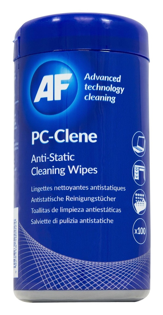 Fellowes Cleaning AF PC Clene (PCC025P) -  Anti-Static Cleaning Wipes for Computers and Electronics, Pack of 100