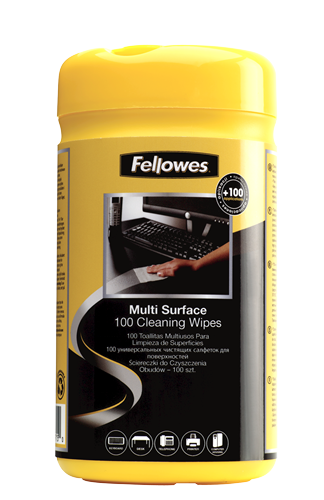 Fellowes 100 surface cleaning Wipes for home and Office (997158)