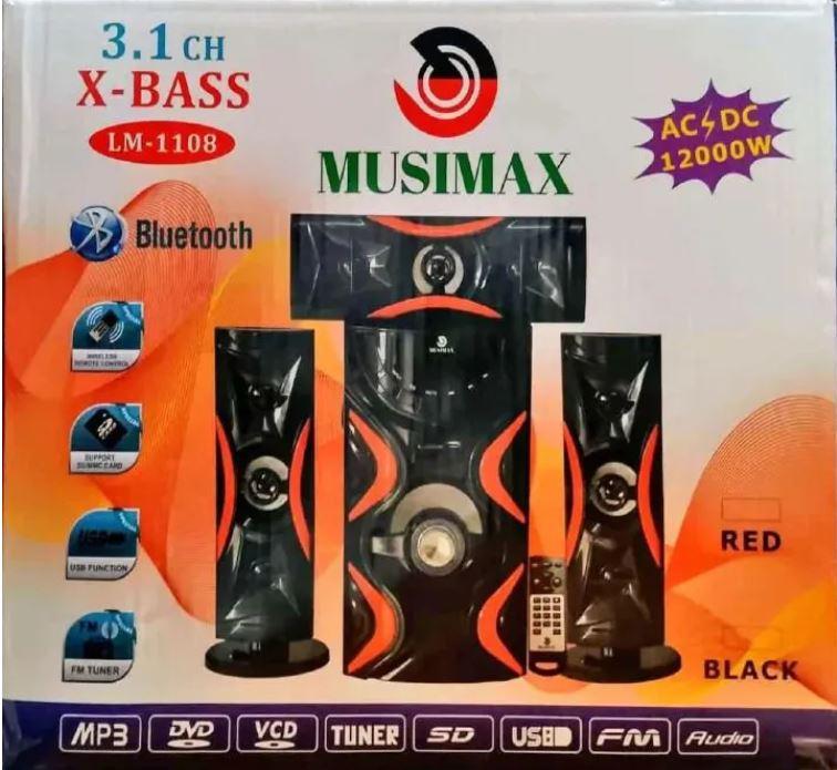 [LM-1108-PG-ME] MUSIMAX LM-1108 3.1 CH Woofer Home Theater System – Bluetooth, USB, FM Radio, Remote Control