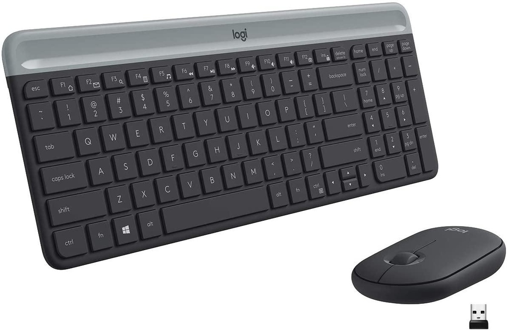 Logitech MK470 Slim Wireless Keyboard and Mouse Combo - Graphite - 920-009204 – Quiet Typing & Precise Mouse for Home & Office Use