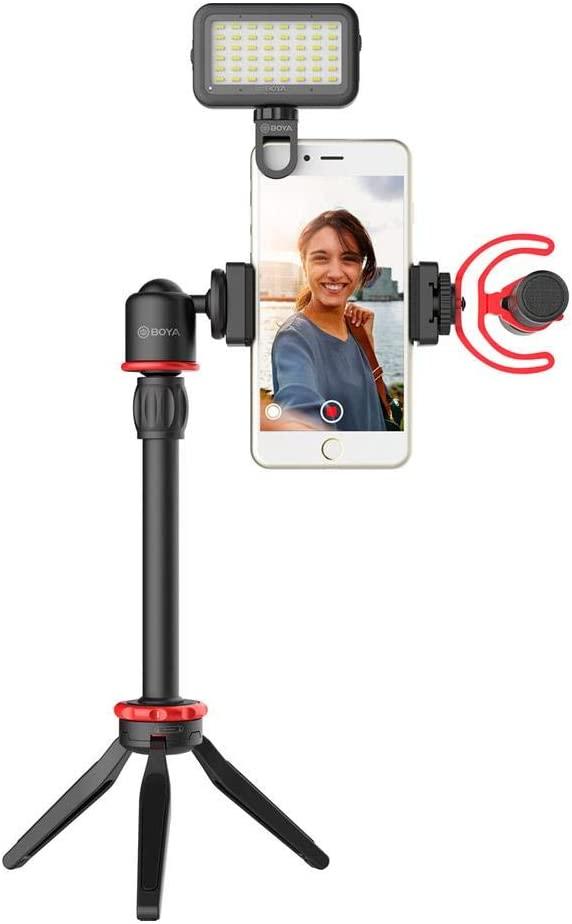 BOYA (BY-VG350) Smartphone Vlogger Kit Plus with BY-MM1+ Mic, LED Light, and Accessories