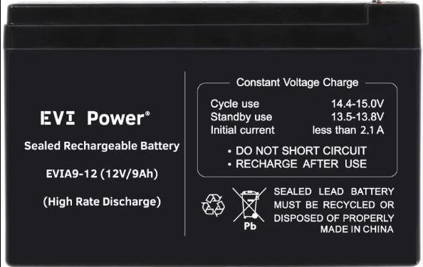 EVI 9Ah 12V Lead-Acid Battery (EVIA9-12) – Reliable Power Backup