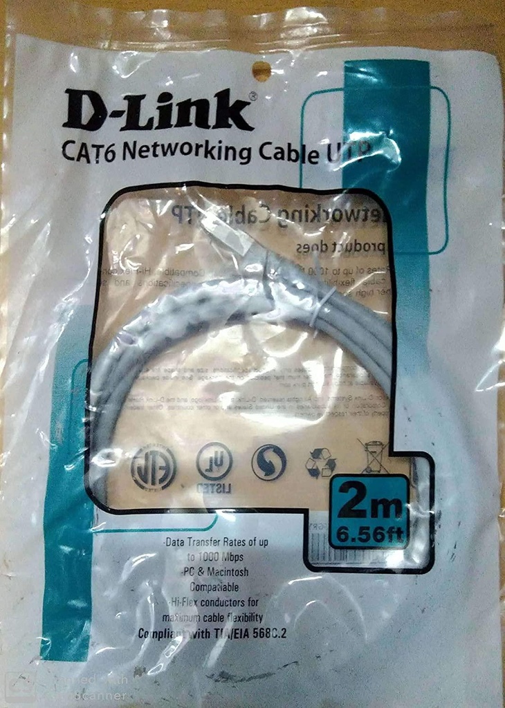 D-Link Patch Cord cat 6, 2 m (NCB-C6UGRYR1-2)