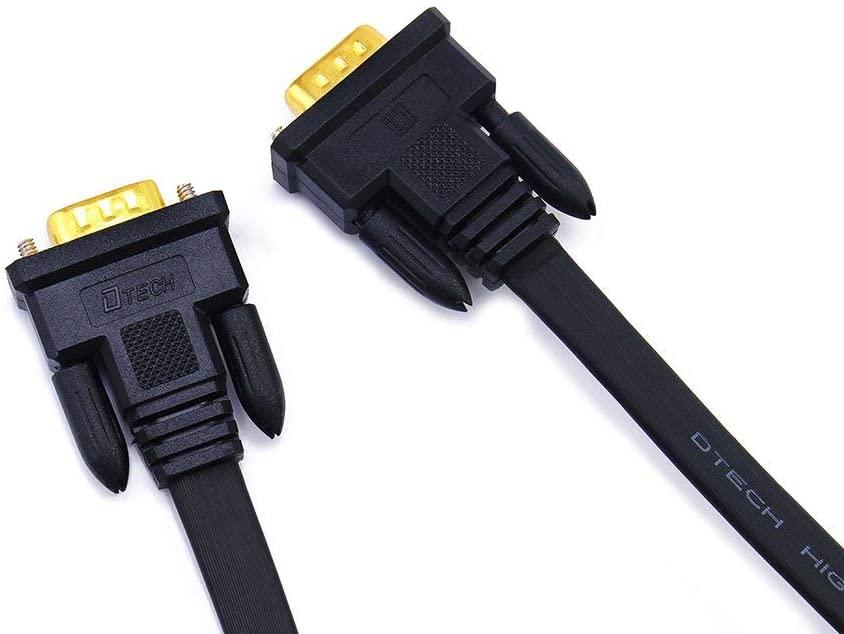 DTECH 65ft Extra Long VGA to VGA Cable (B01ASTWN48)15 Pin Male to Male Flat SVGA Cord for Computer to Monitor Full HD Video 15 Meter, Black)