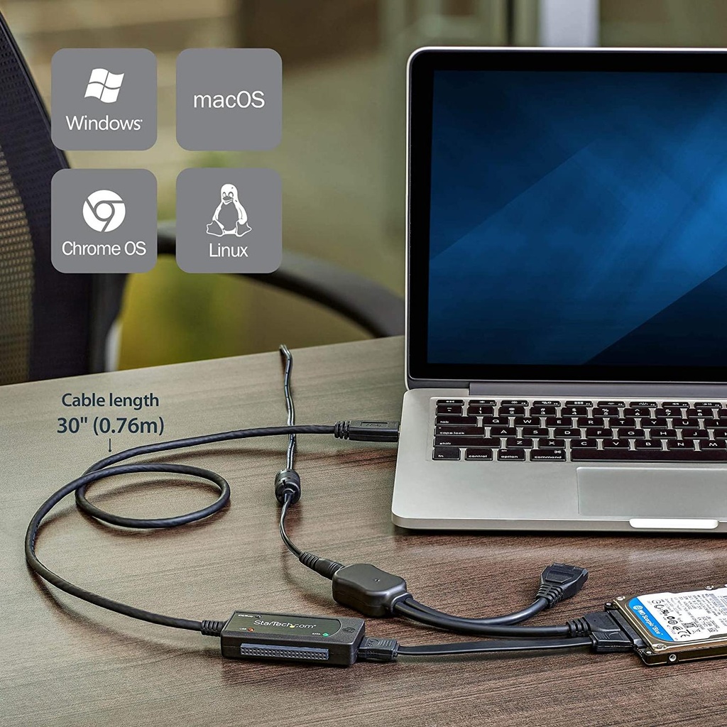 USB to SATA IDE Adapter - 2.5in / 3.5in - External Hard Drive to USB Converter – Hard Drive Transfer Cable (USB3SSATAIDE)