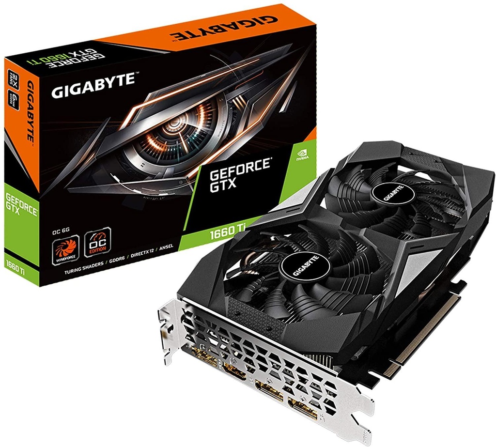 GIGABYTE GeForce GTX 1660 Ti OC 6G 192-bit GDDR6 DisplayPort 1.4 HDMI 2.0B with Windforce 2X Cooling System Graphic Cards- Gv-N166TOC-6GD