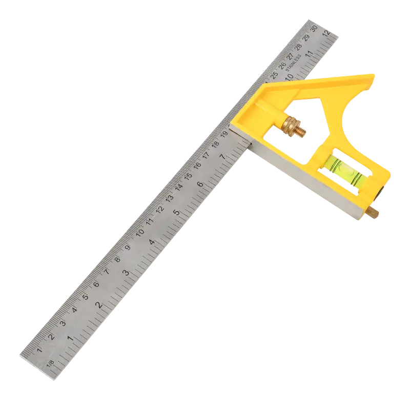 Deli EDL7300Y 300mm 12" 25mm 2.0mm Combination Square – Heavy Duty Precision Measuring Tool for Carpentry, Woodworking, Construction, and Workshop Applications