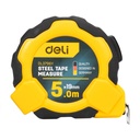 Deli EDL3796Y 5m x 19mm Steel Measuring Tape – Heavy Duty Professional One-Button Tape with Metric and Inch Markings for Workshop, Construction, and Industrial Applications