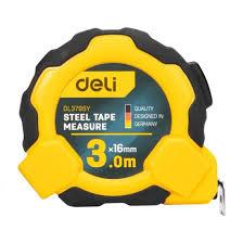 Deli EDL3795Y 3m x 16mm Steel Measuring Tape – Heavy Duty Professional One-Button Tape with Metric and Inch Markings for Workshop, Construction, and Industrial Applications