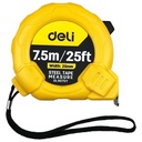 Deli EDL9075Y 7.5m x 25mm Steel Measuring Tape – Heavy Duty Professional One-Button Tape with Metric and Inch Markings for Workshop, Construction, and Industrial Applications