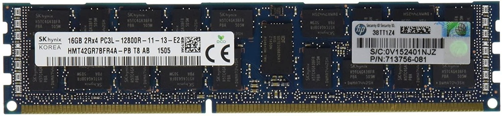 HP 16GB 2RX4 PC3L-12800R-11 DDR3 1600 (PC3 12800) Memory Kit 713985-B21
