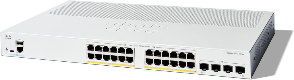 Cisco C1300-24P-4G Catalyst 1300 24-Port GE PoE Managed Switch – 4×1G SFP Uplinks