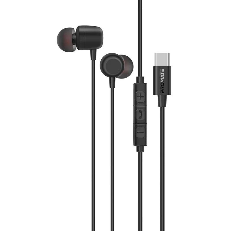 Promate Silken-ENC Ergonomic In-Ear USB-C Wired ENC Stereo Earphones – High Fidelity Noise Cancelling Earphones for Music, Calls, Gaming, and Professional Use