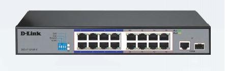 D-link 16-port 10/100Base-T Unmanaged Long Range 250m PoE+ Surveillance Switch with 16 PoE ports (DES-F1016P-E/B)