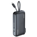Promate PowerPack-10C 10000mAh Ultra-Compact Fast Charging Power Bank with AC Charger & Built-In USB-C Cable – High Efficiency Portable Charging Solution for Travel, Mobile Devices, and Everyday Use