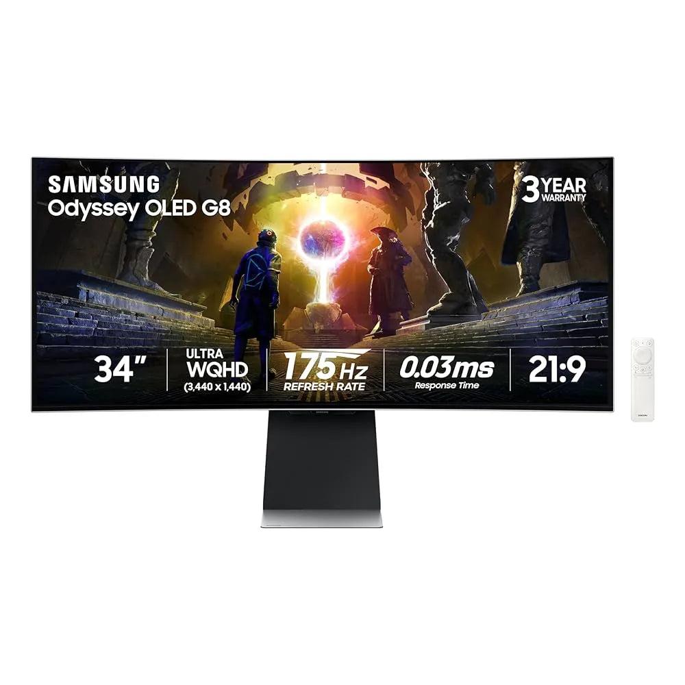 Samsung Odyssey OLED G8 G85SD 34″ Ultra‑Wide QHD 175 Hz Gaming Monitor LS34DG852SMXUE – Premium 34‑Inch Curved OLED Display for Competitive Gaming and Immersive Entertainment