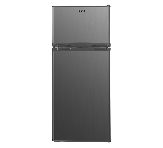 Von VRT-125DRAG 125L Top Mount Fridge – Compact Double Door Refrigerator with Energy-Efficient Cooling, Spacious Storage & Sleek Grey Finish