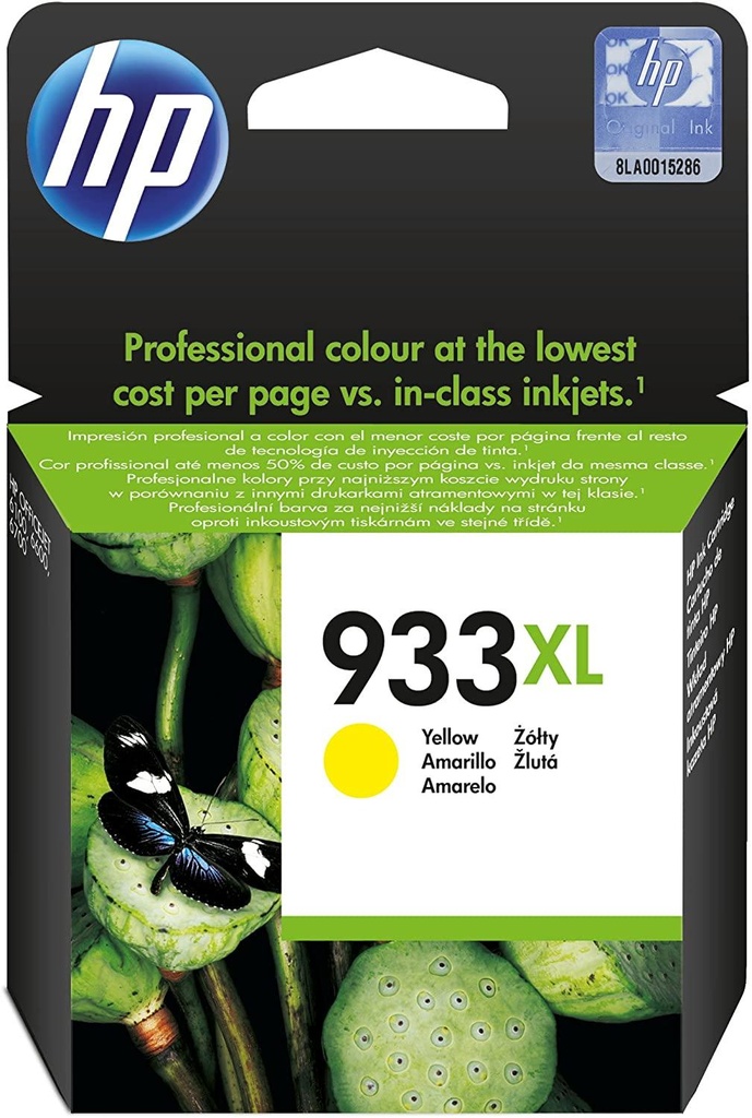 HP 933XL High Yield Yellow Original Ink Cartridge, CN056AE