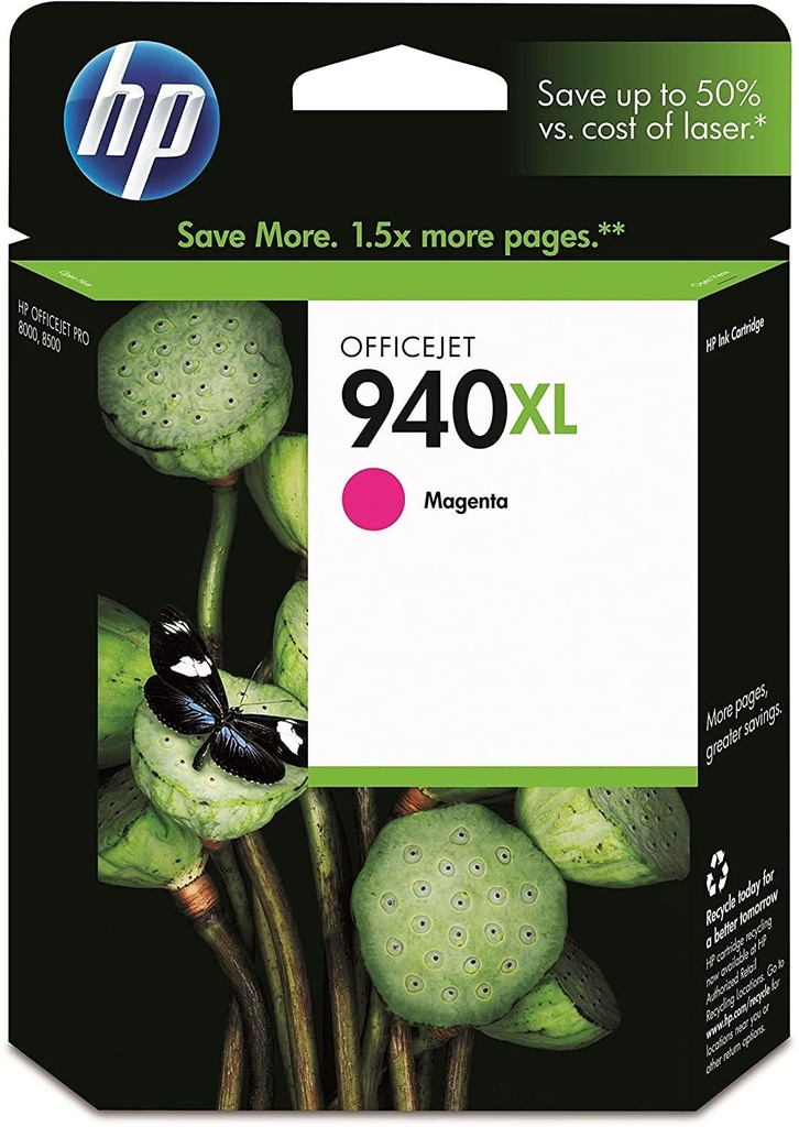 HP 940XL High Yield Magenta Original Ink Cartridge, C4908AE