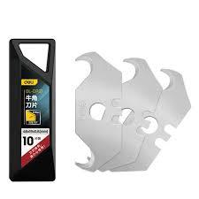 Deli DL-DP31 10 Piece Hook Blades Set – Heavy Duty Replacement Cutting Blades for Utility Knives, Packaging, Workshop, and Industrial Applications (Silver Finish)