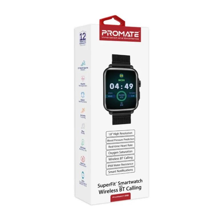 Promate PROWATCH-B18 1.8” Display Fitness Smart Watch – Premium Fitness Smartwatch for Health Tracking, Sports Monitoring, and Everyday Professional Use