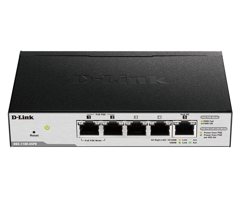 D-Link DGS-1100-05PD 5 ports Smart Managed PoE Switch