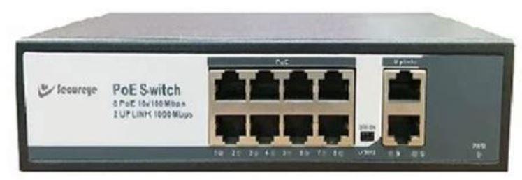 Secureye 8-Port Fast Ethernet PoE Switch + 2GE Uplink – High-Performance Network Switch (S-8FE-2GE-LD-AI-VLAN)