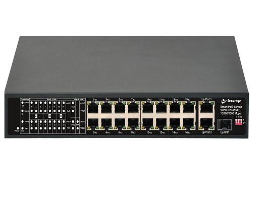 Secureye 16-Port Fast Ethernet PoE Switch + 2GE Uplink & 1 SFP – 300W PoE High-Capacity Network Switch (S-16FE-2UG-1UF)