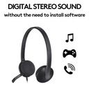 Logitech H340 USB Stereo Headset (981-000475) – Noise-Cancelling Microphone, Digital Audio, Plug-and-Play for PC & Mac