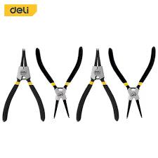 Deli EDL20521-4 4 Piece Circlip Pliers Set – Heavy Duty Internal and External Snap Ring Pliers Set for Automotive Repair, Machinery Maintenance, and Industrial Workshop Applications